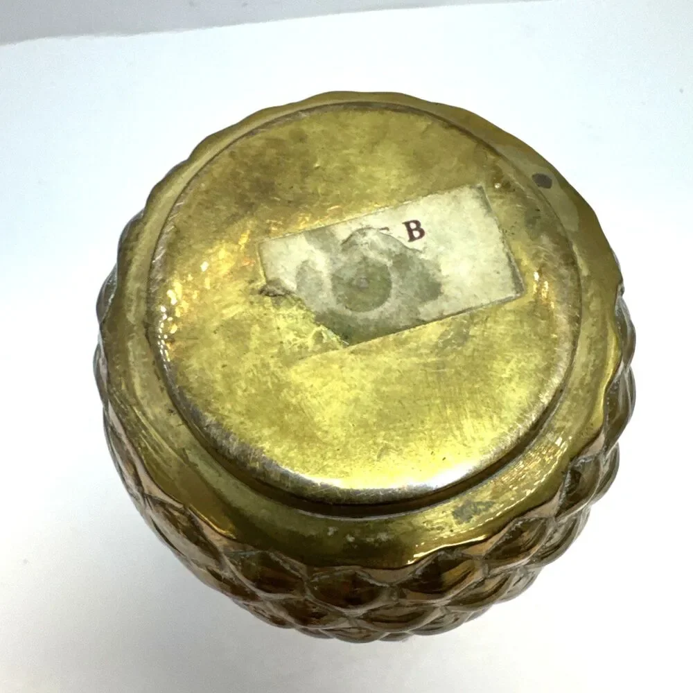 Vtg Solid Brass Pineapple Trinket flower 4.5 ”Hollywood Tiki Decor MCM Regency